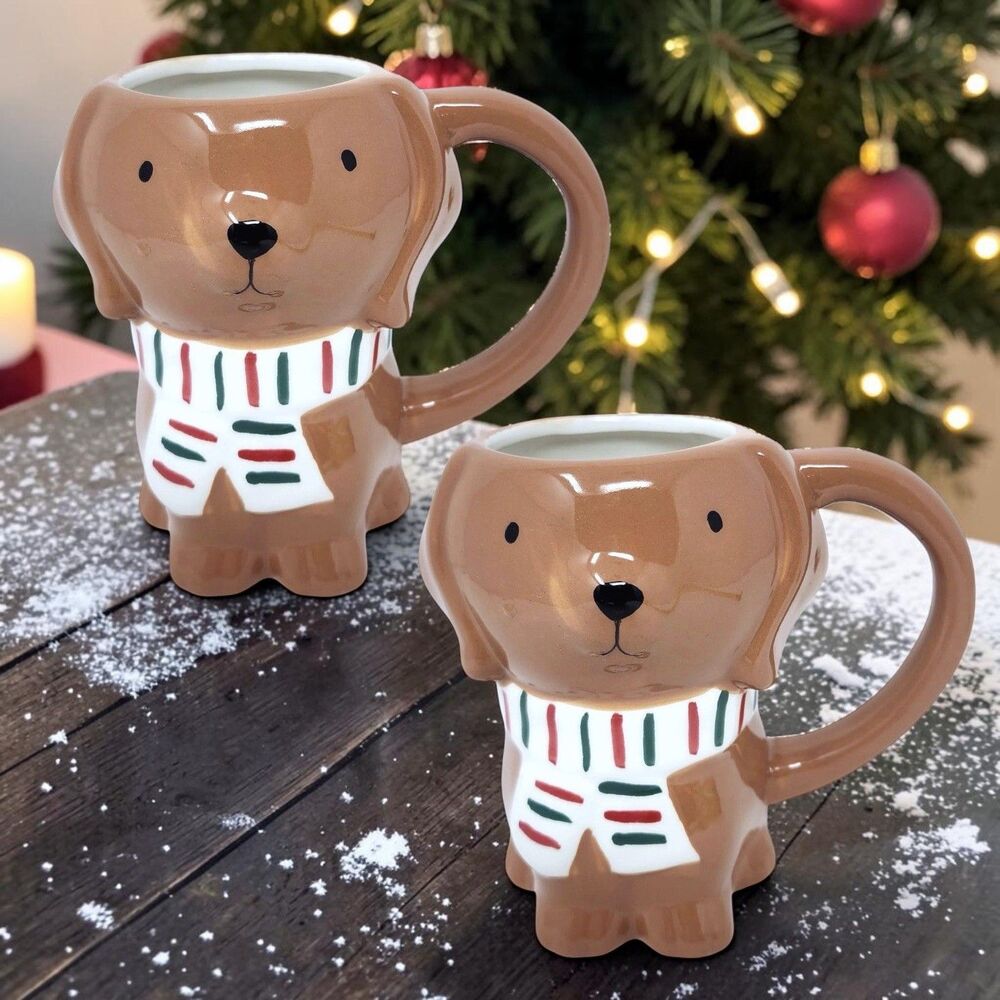 Set of 2 Adorable Target Wondershop Christmas Dachshund w/Scarf Mugs – Set of 2